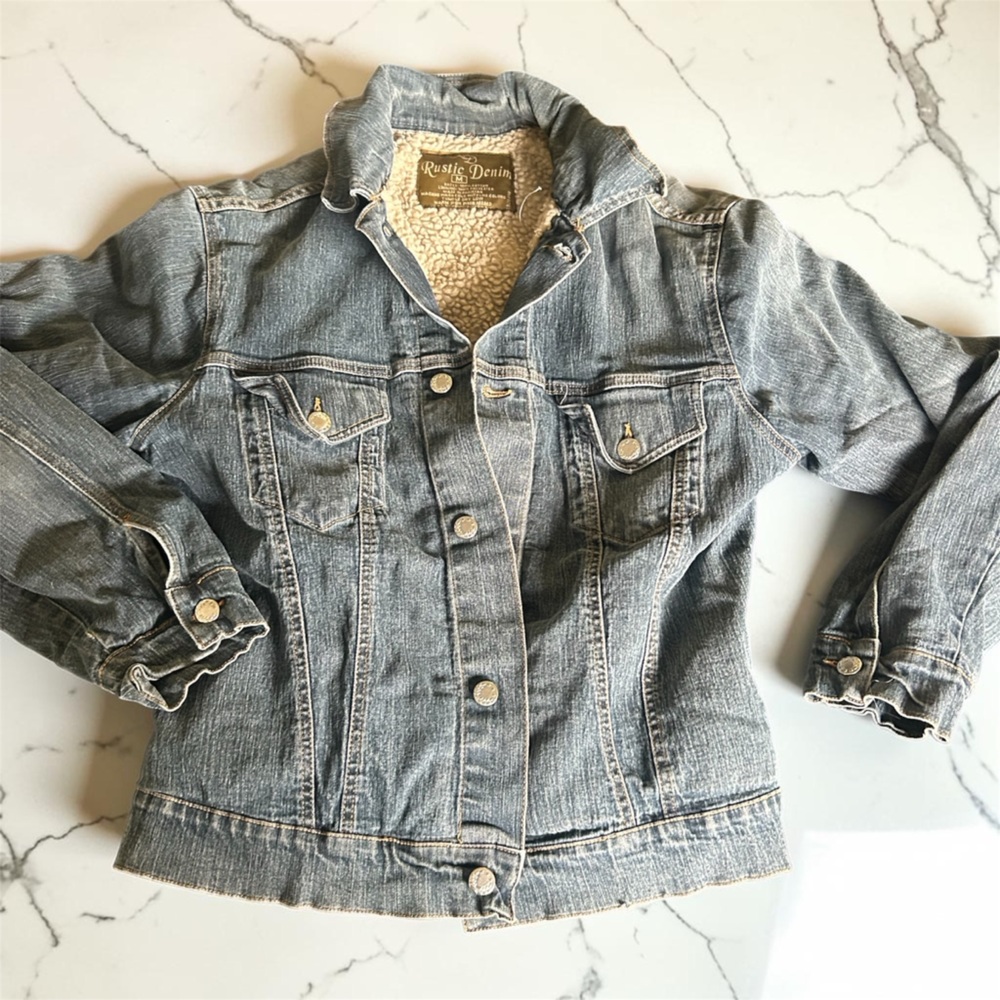 Light Wash Denim Jacket with Sherpa Lining